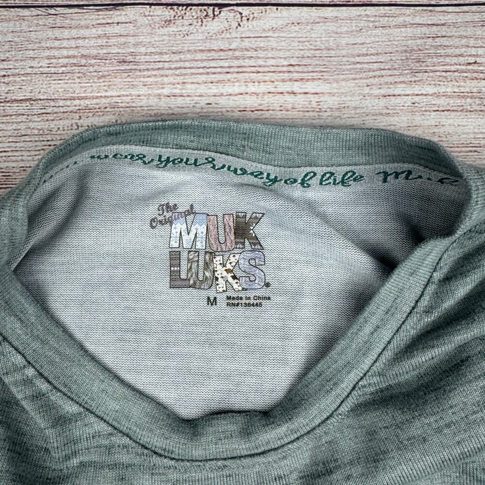The Original MUK LUKS Gray Ruched Long Sleeve Top - Picture 3 of 3